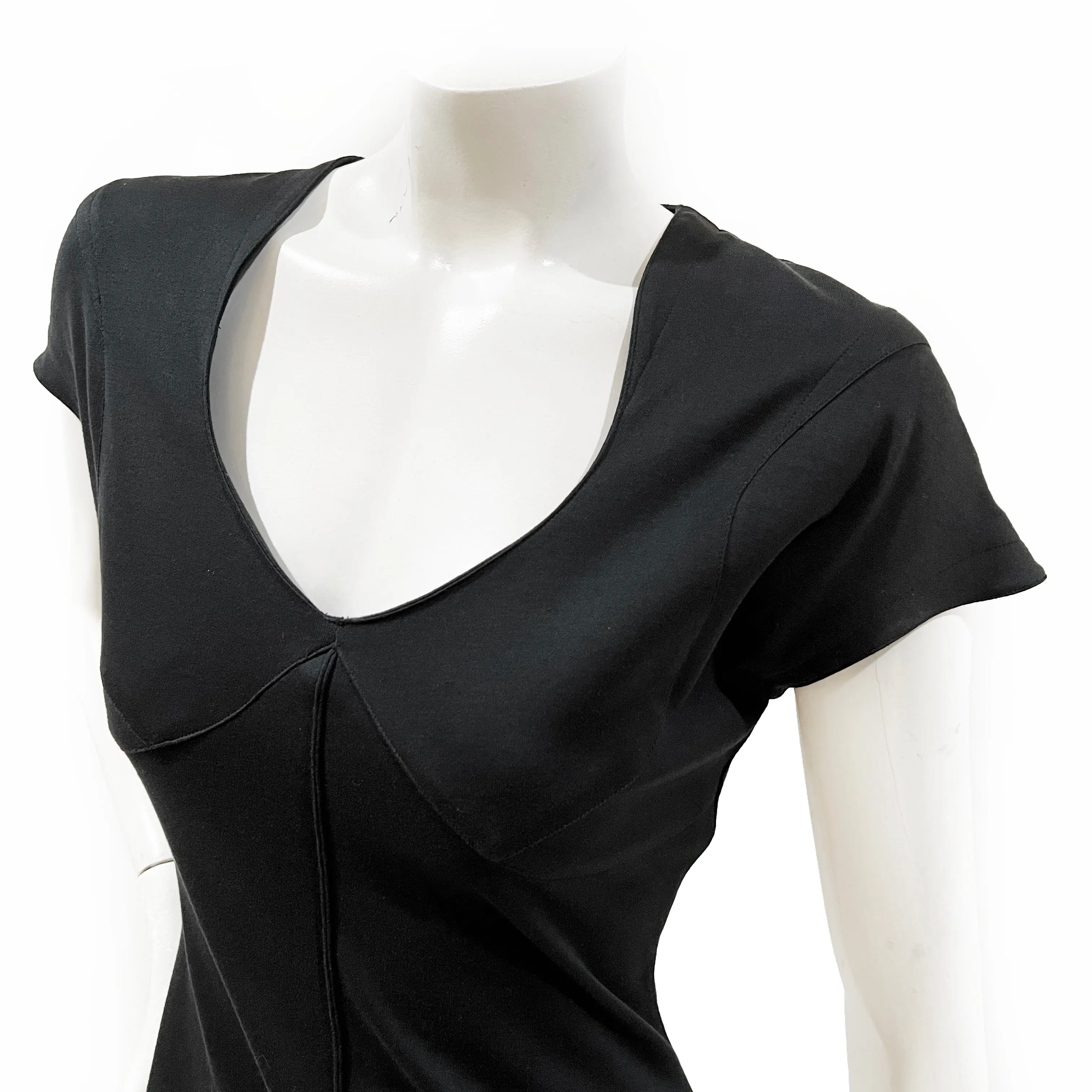 1990s Black Cotton Sheath Dress