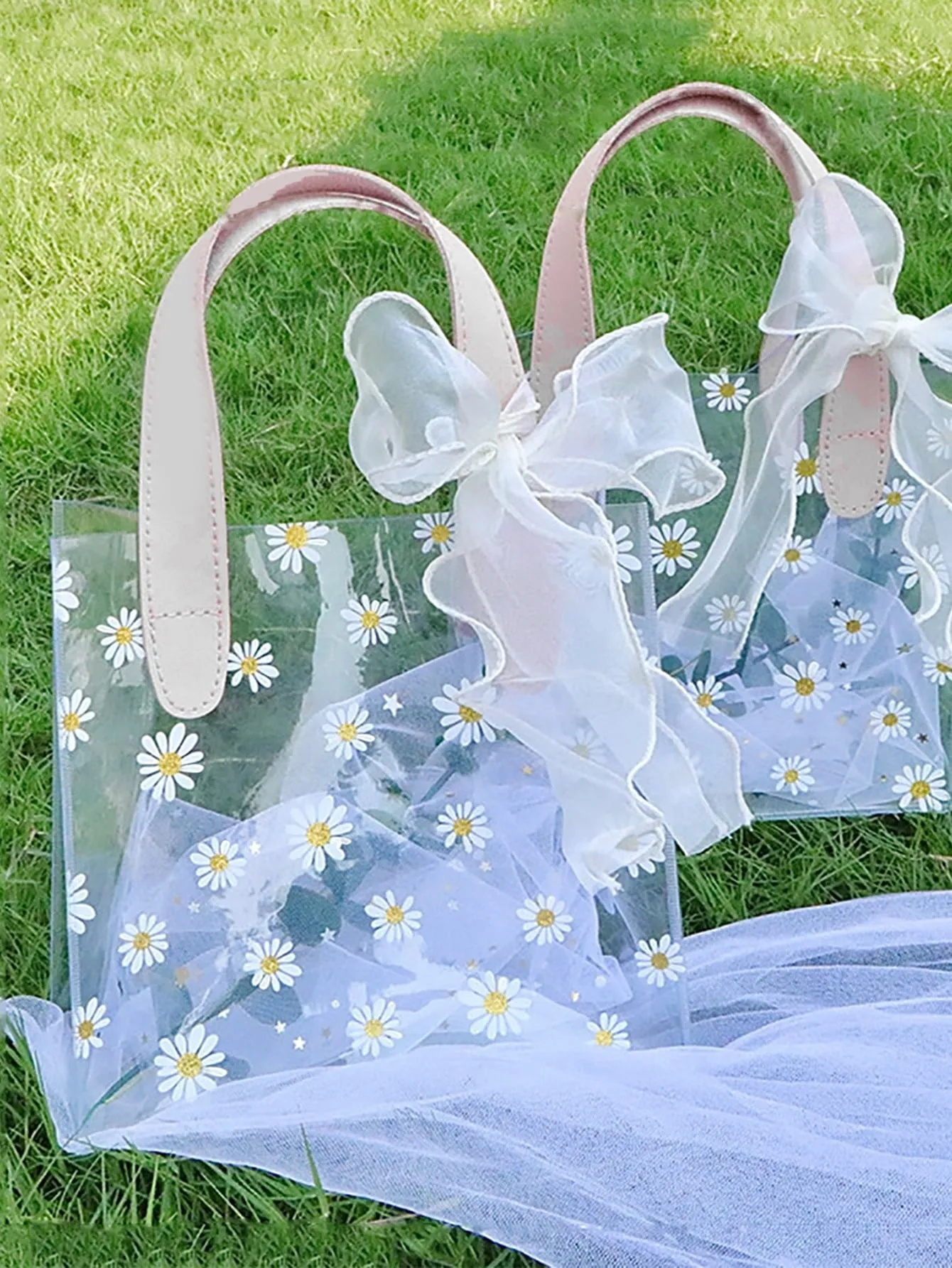 1pc Daisy Print Clear Gift Bag