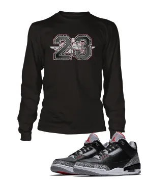 23 Graphic T Shirt to Match Retro Air Jordan 3 Black Cement Shoe