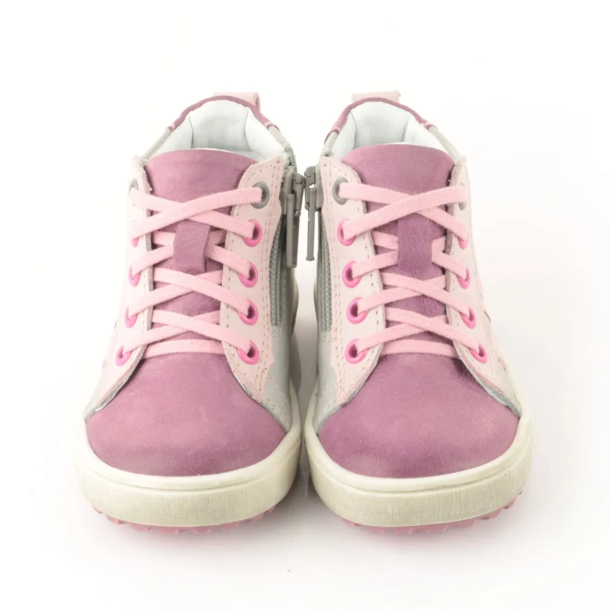 (2636-1) Purple / Grey Lace Up Sneakers with zipper