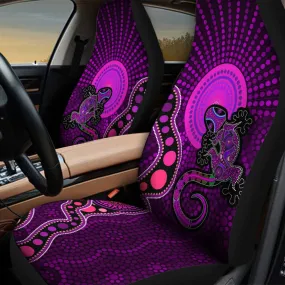 3D All Over Print Front Car Seat Cover, Aboriginal Purple The Lizard And The Sun Car Seat Covers