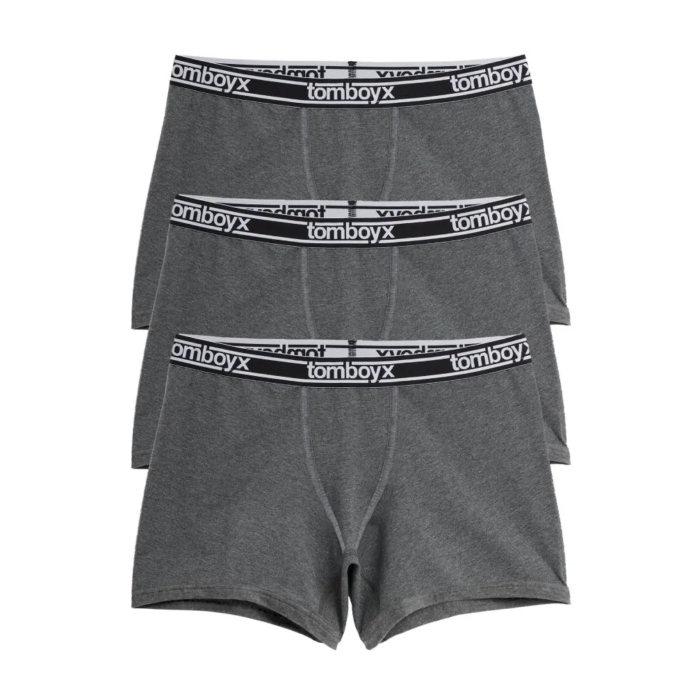 4.5" Trunks 3-Pack - Cotton Charcoal Logo