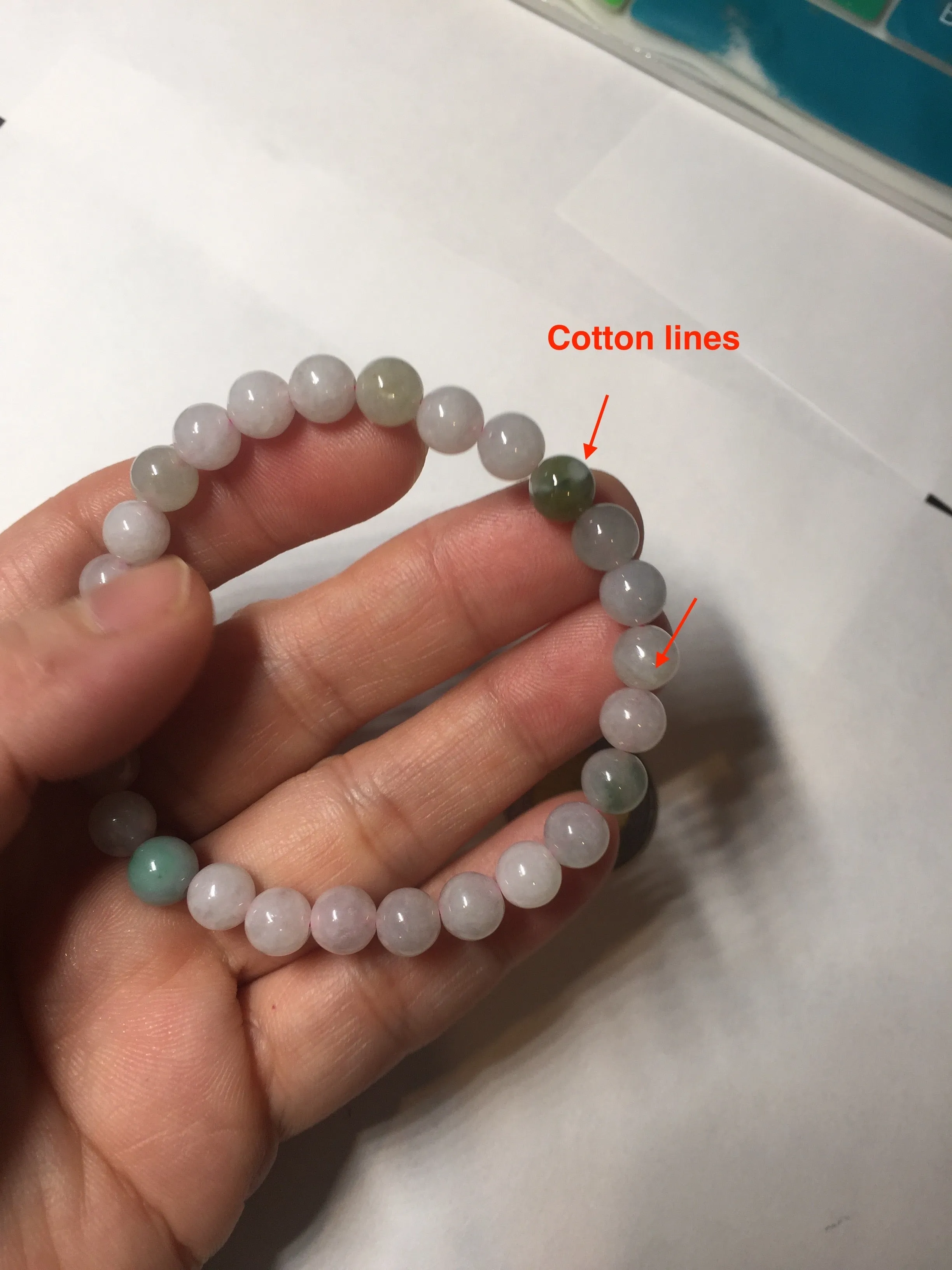 6.6-6.8mm 100% natural type A green/white/purple jadeite jade beads bracelet BL20