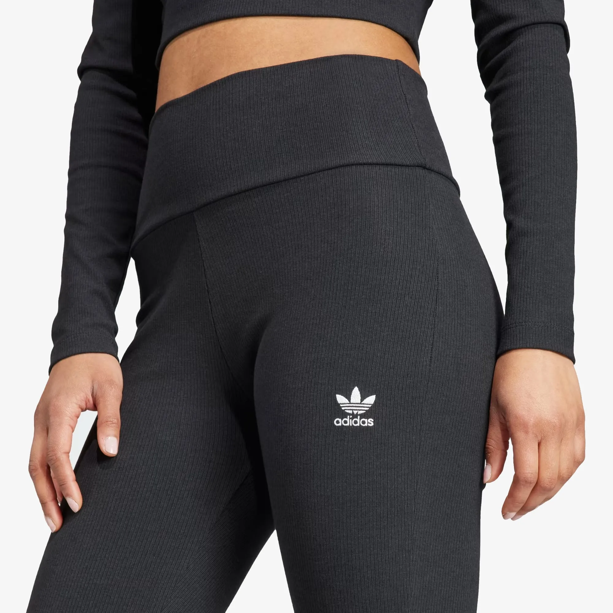 Adidas Originals | ESSENTIALS RIB FLARED PANTS  { BLACK