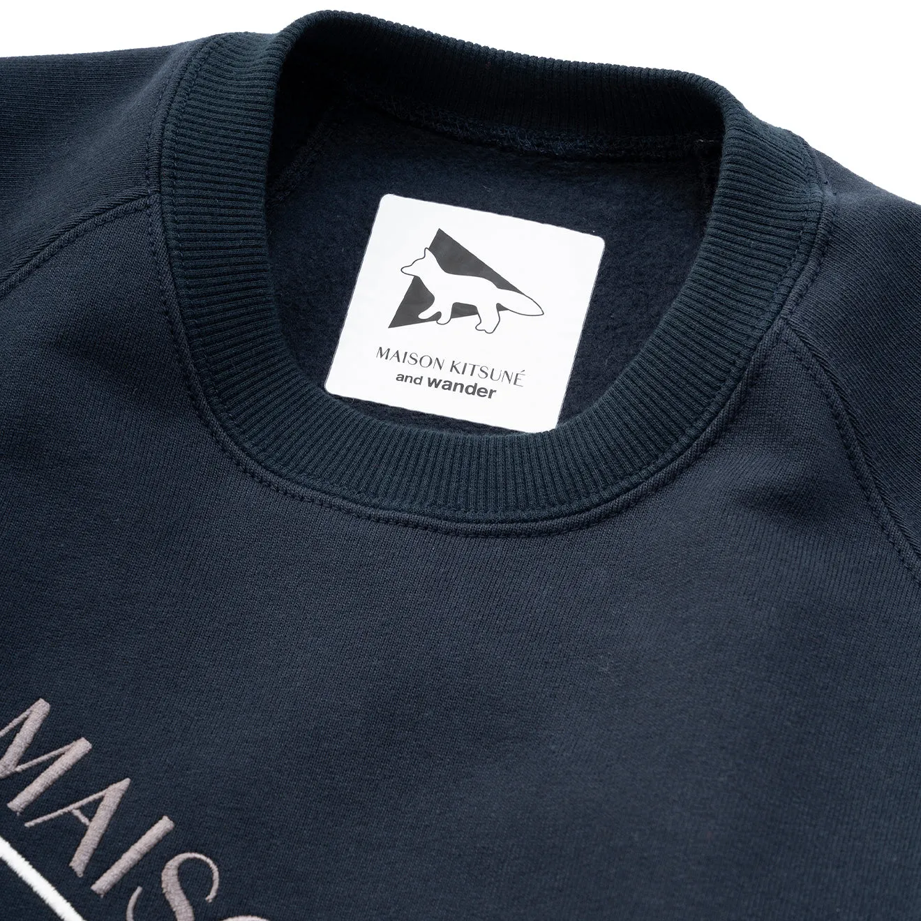 And Wander x Maison Kitsune Cotton Sweatshirt Navy