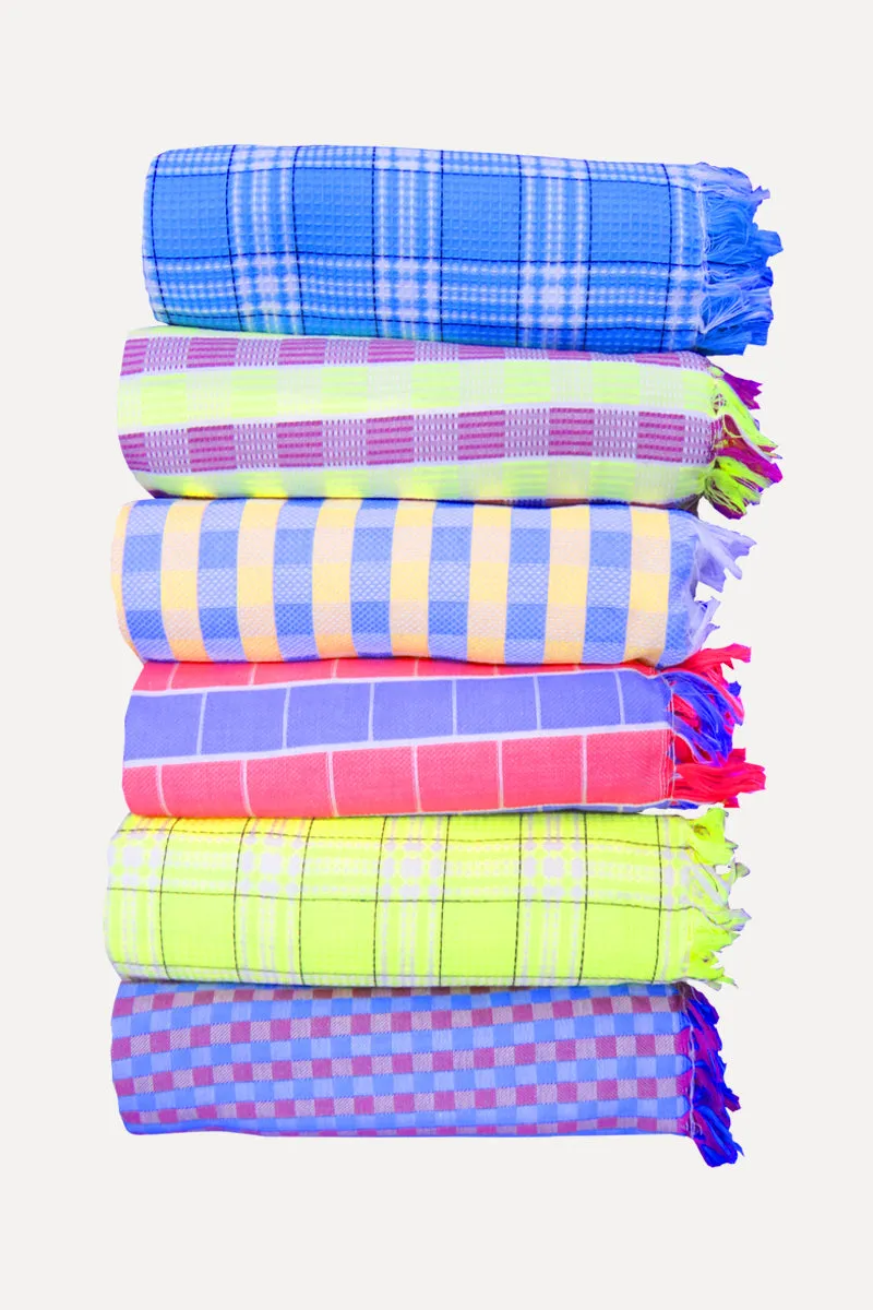 Angela - 100% Cotton Checked Colour Towels | Uathayam