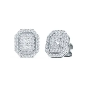 AUTRE - 14K White Gold 1.00ct Lab Grown Diamond Emerald Cut Shaped Earrings