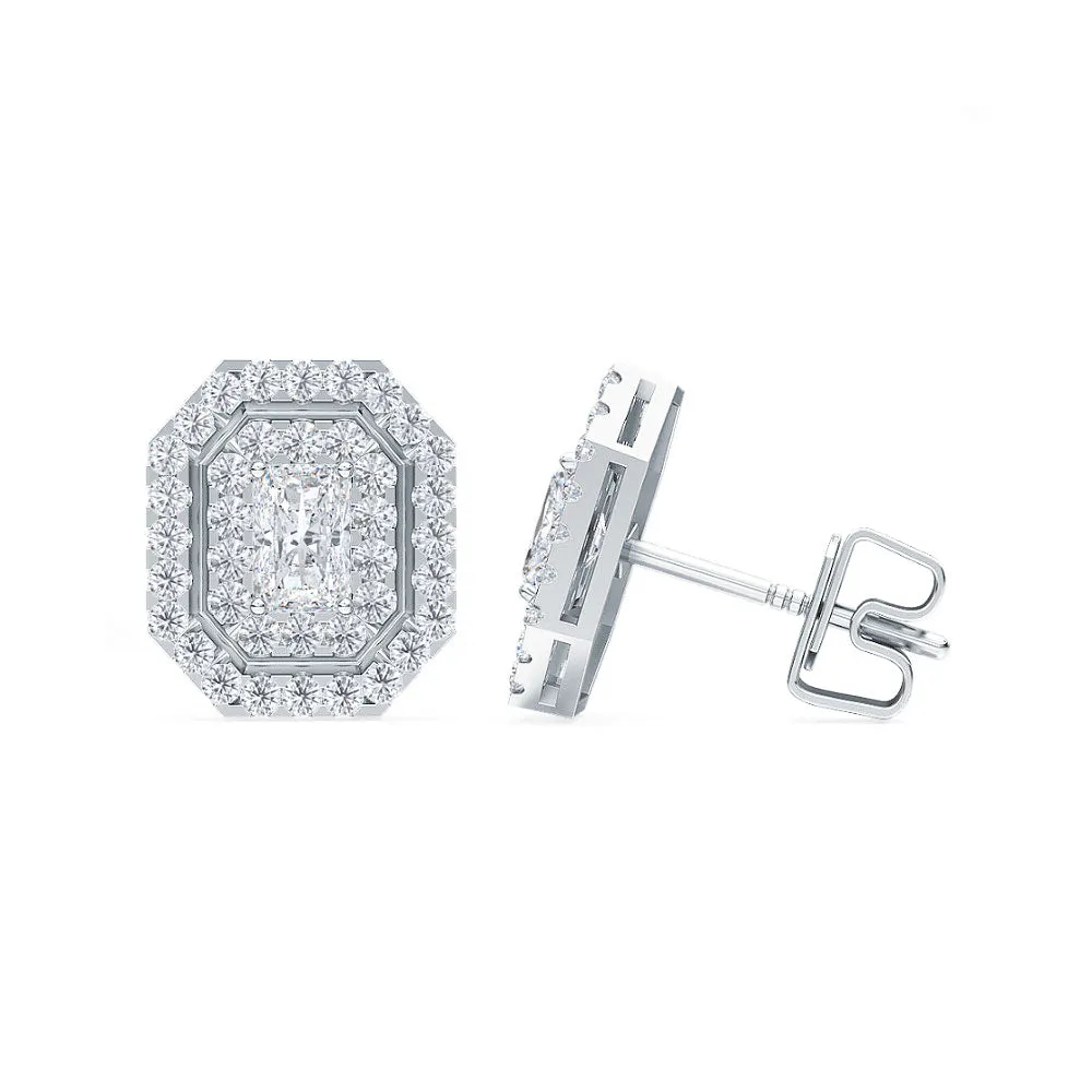 AUTRE - 14K White Gold 1.00ct Lab Grown Diamond Emerald Cut Shaped Earrings