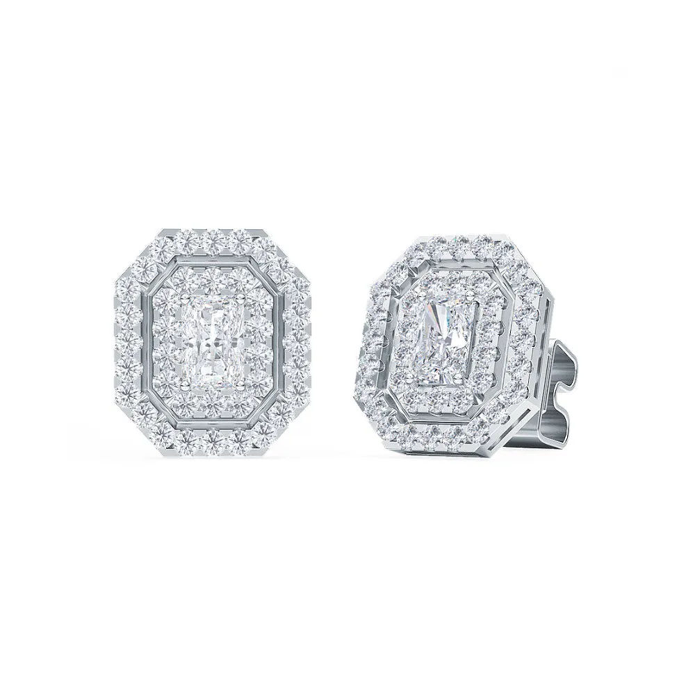 AUTRE - 14K White Gold 1.00ct Lab Grown Diamond Emerald Cut Shaped Earrings