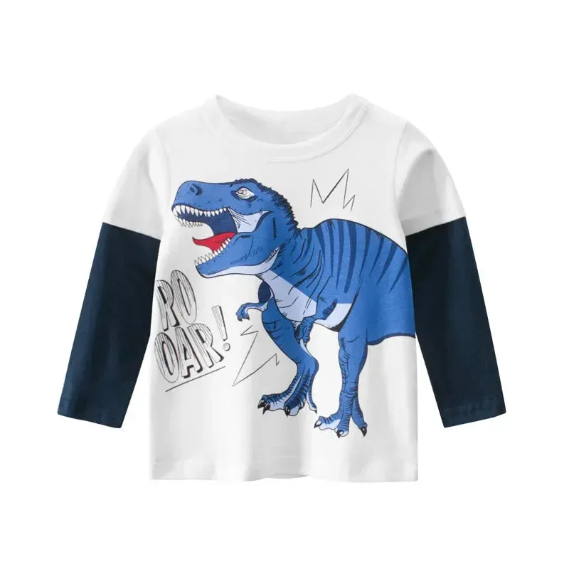 Baby Boys 2-9Y Cartoon Dinosaur Long Sleeve Sweatshirts