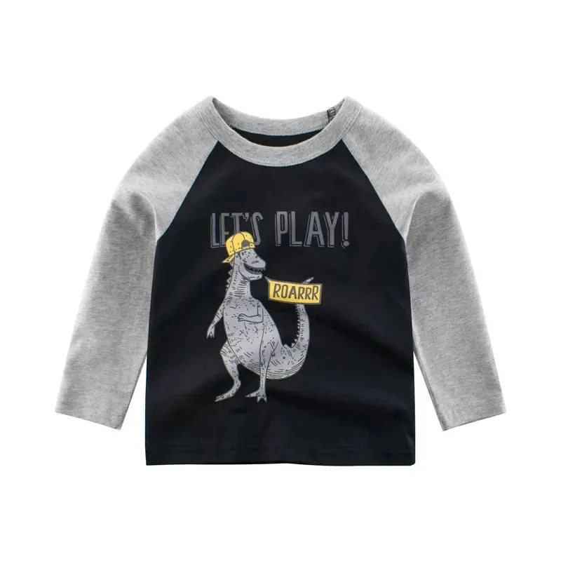 Baby Boys 2-9Y Cartoon Dinosaur Long Sleeve Sweatshirts