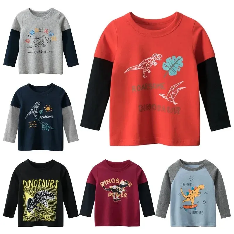 Baby Boys 2-9Y Cartoon Dinosaur Long Sleeve Sweatshirts