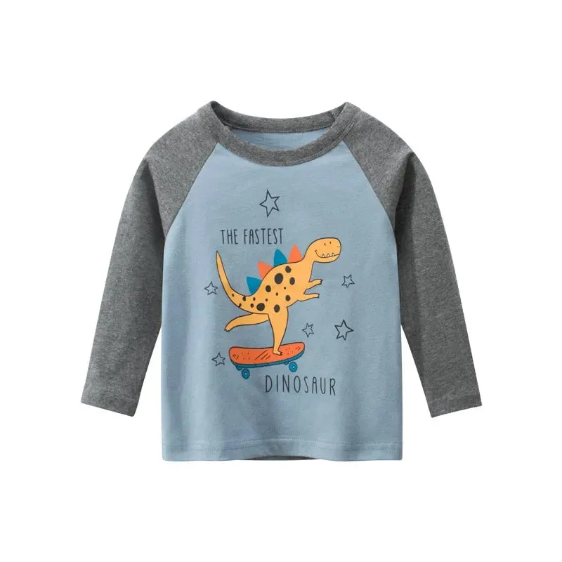 Baby Boys 2-9Y Cartoon Dinosaur Long Sleeve Sweatshirts