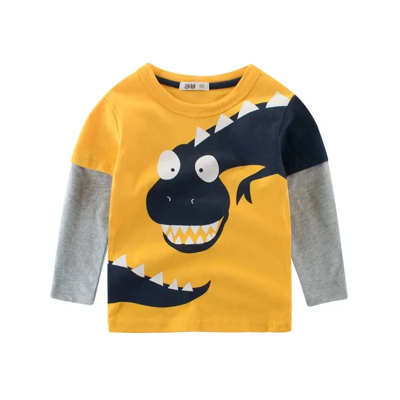 Baby Boys 2-9Y Cartoon Dinosaur Long Sleeve Sweatshirts