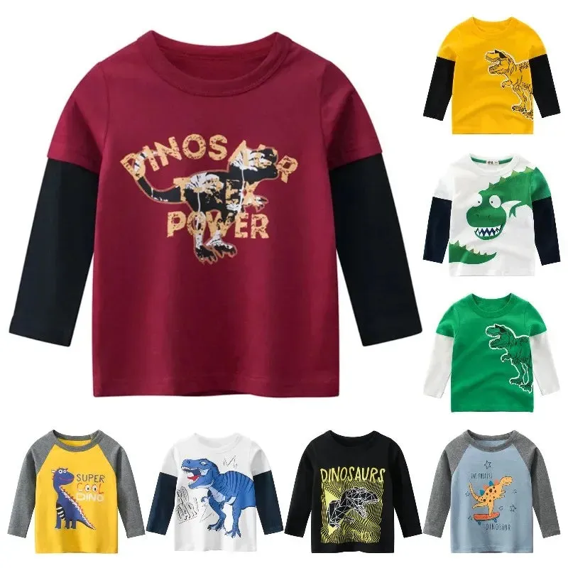 Baby Boys 2-9Y Cartoon Dinosaur Long Sleeve Sweatshirts