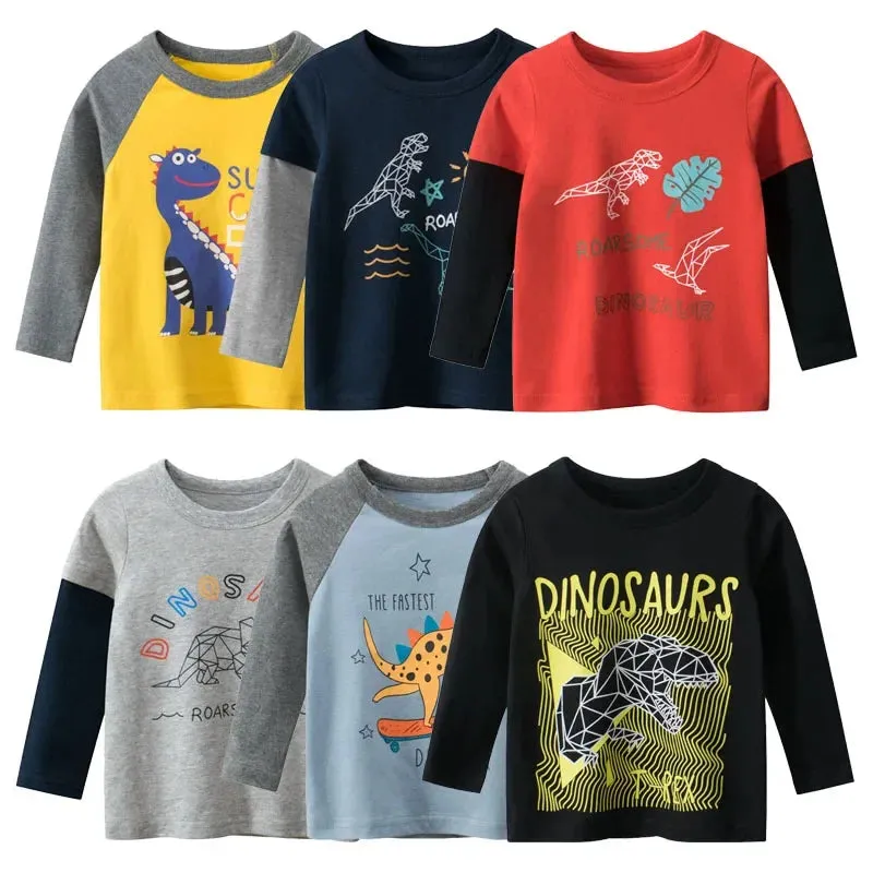 Baby Boys 2-9Y Cartoon Dinosaur Long Sleeve Sweatshirts