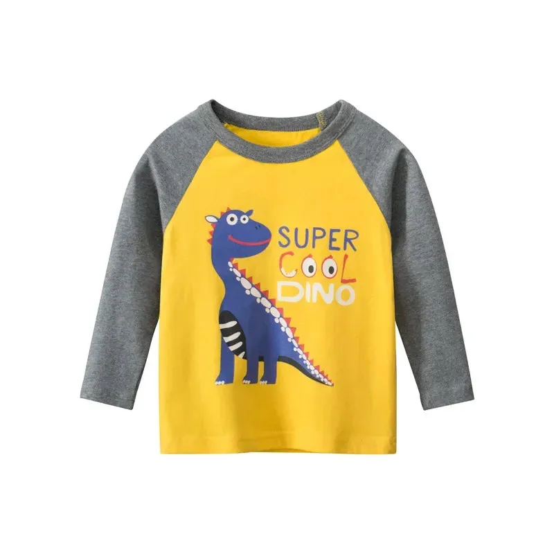 Baby Boys 2-9Y Cartoon Dinosaur Long Sleeve Sweatshirts