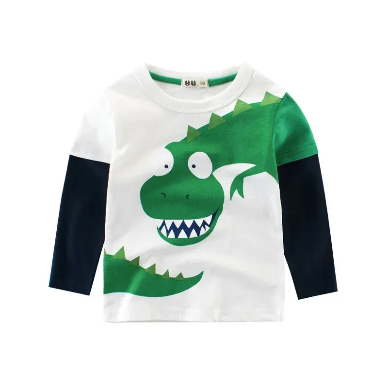 Baby Boys 2-9Y Cartoon Dinosaur Long Sleeve Sweatshirts