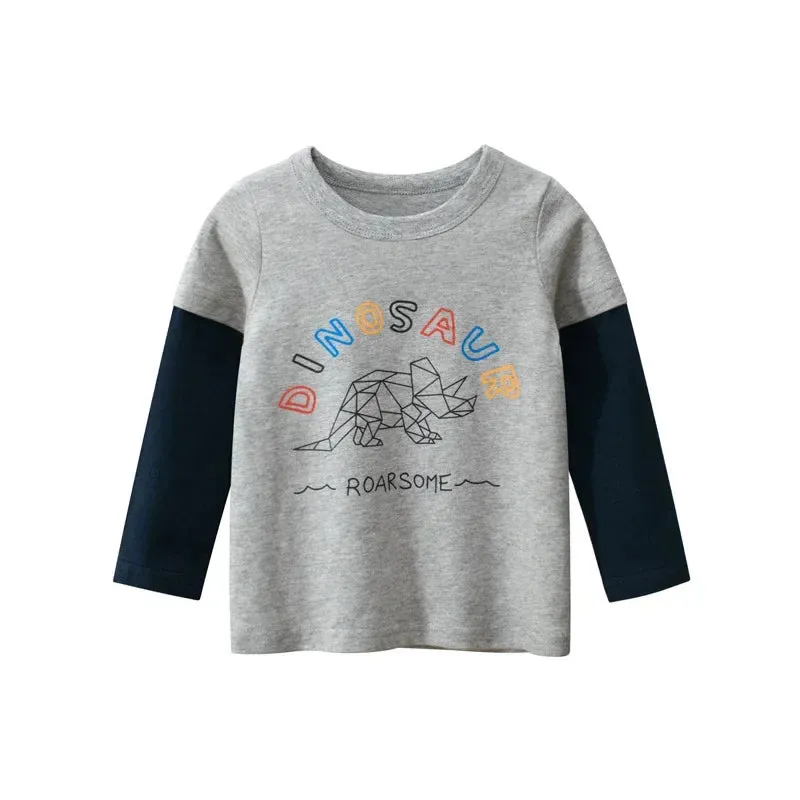 Baby Boys 2-9Y Cartoon Dinosaur Long Sleeve Sweatshirts