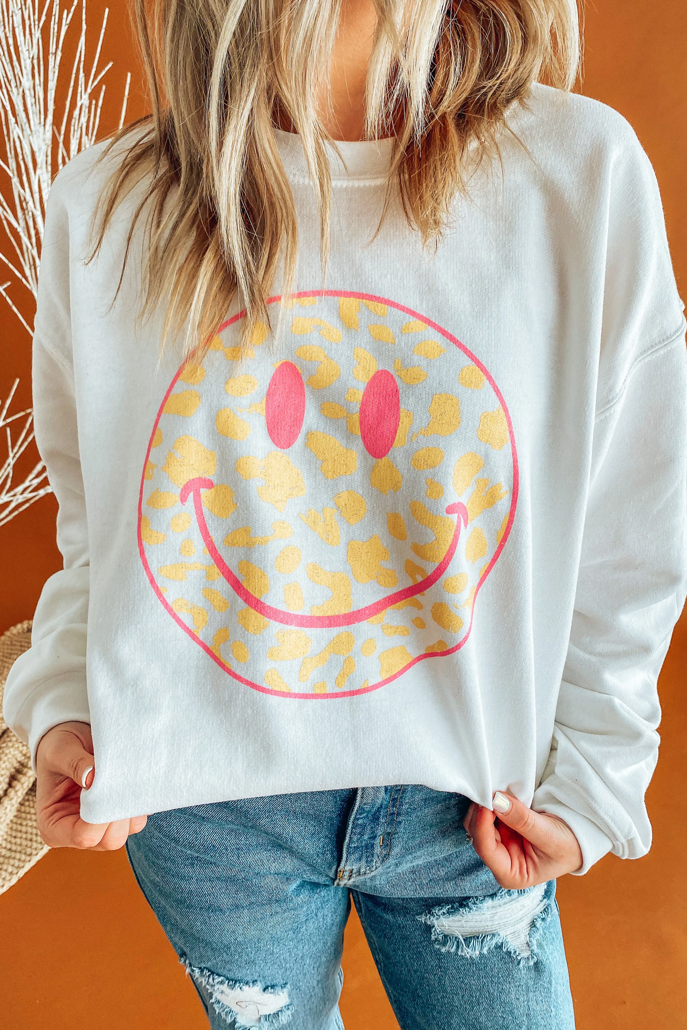 Be Happy Ivory Smiley Sweatshirt | FINAL SALE