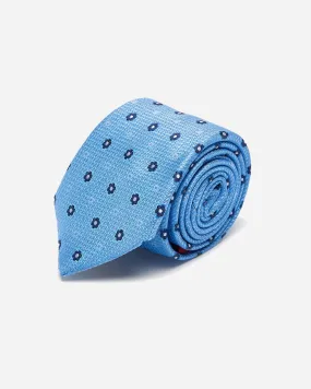 Blue Floral Motif Silk Tie