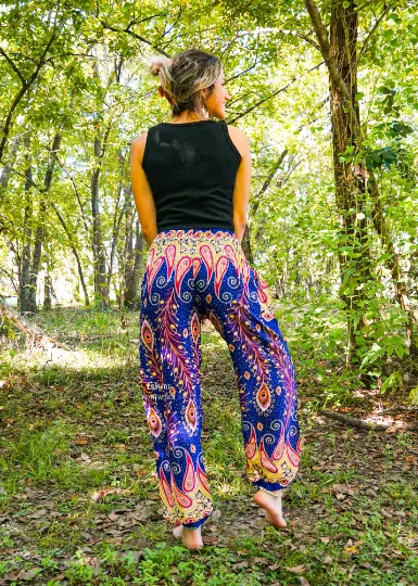 Blue Fun Peacock Harem Pants