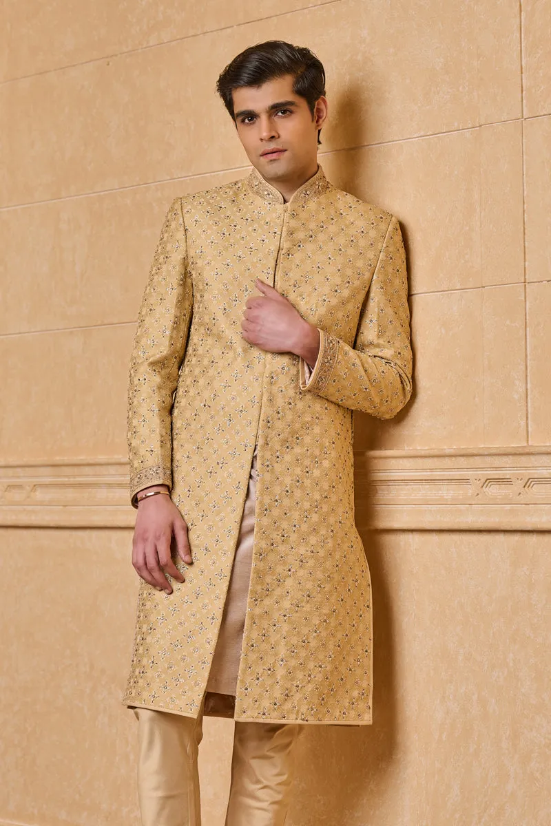 Brocade Sherwani With Kundan Details