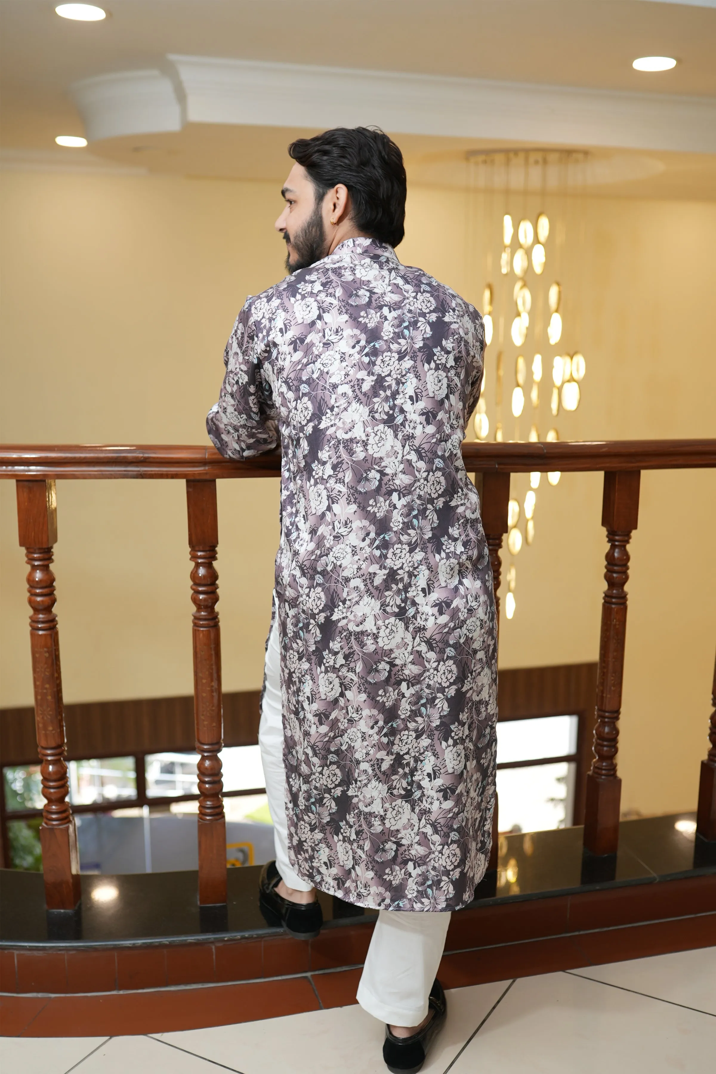 Burgundy Charm Printed Kurta Pajama