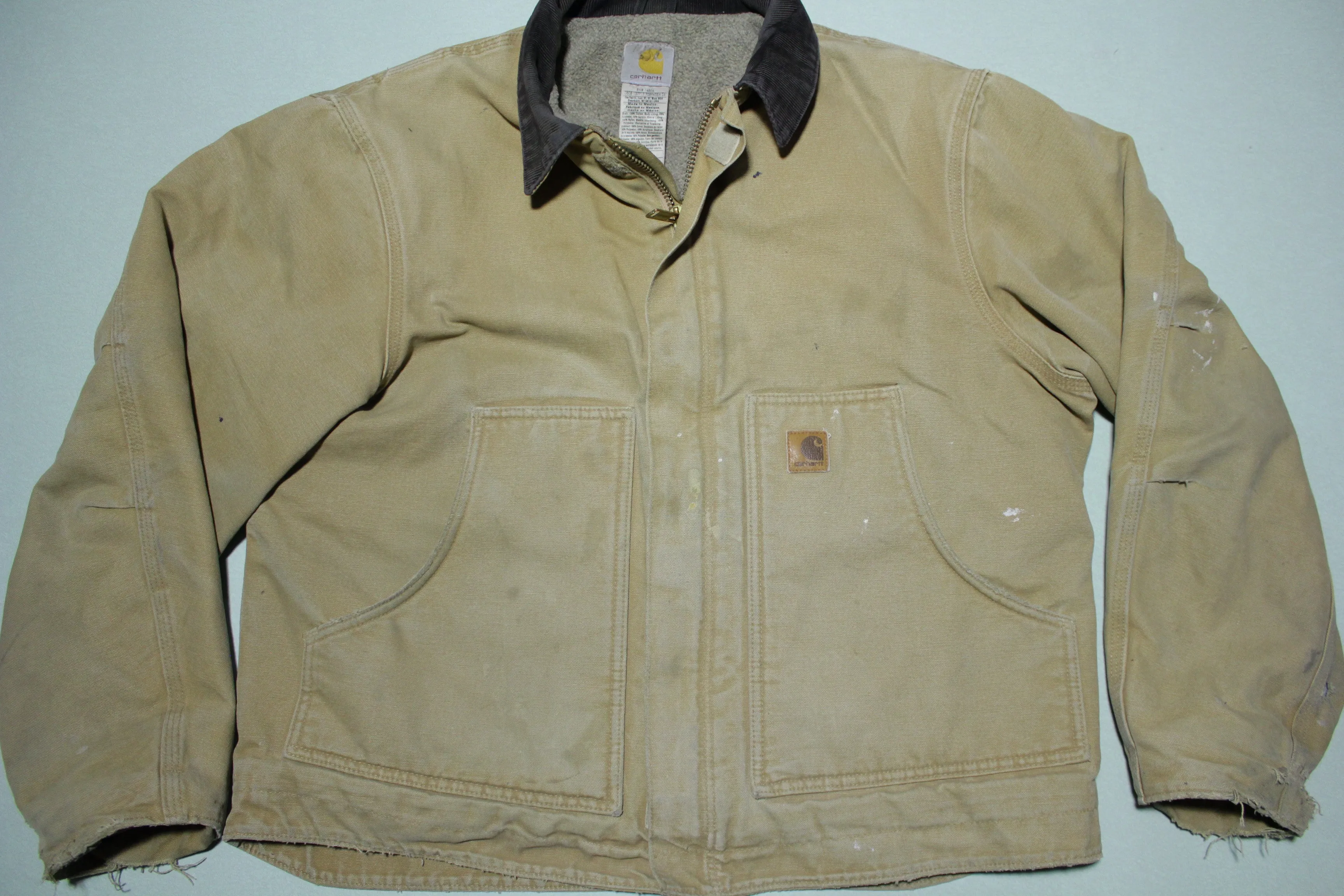 Carhartt J164 CML Dearborn Sandstone Sherpa Fleece Lined Construction Work Jacket