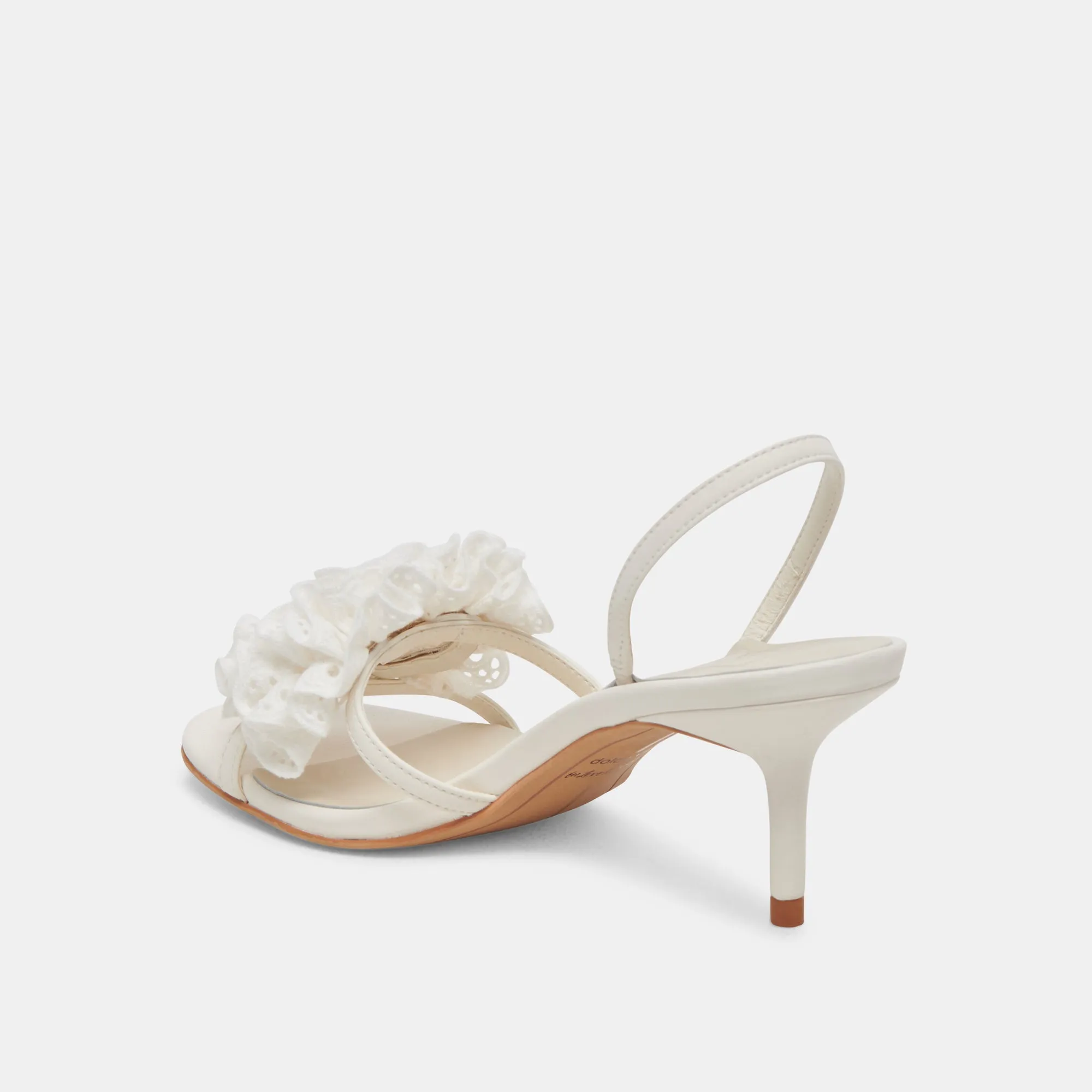 CECILA HEELS WHITE FLORAL EYELET