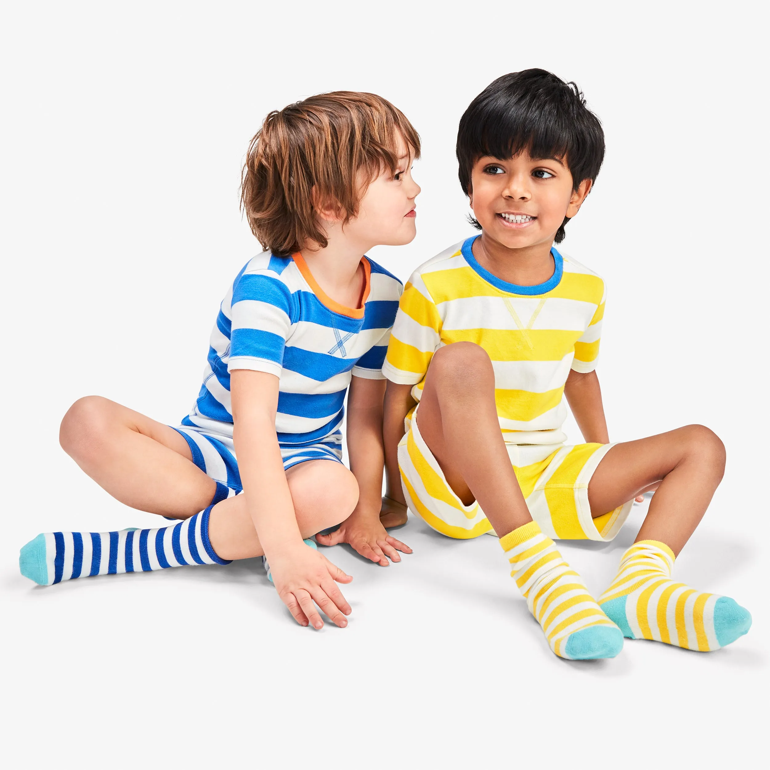 Clearance kids organic short sleeve pj top in bold stripe