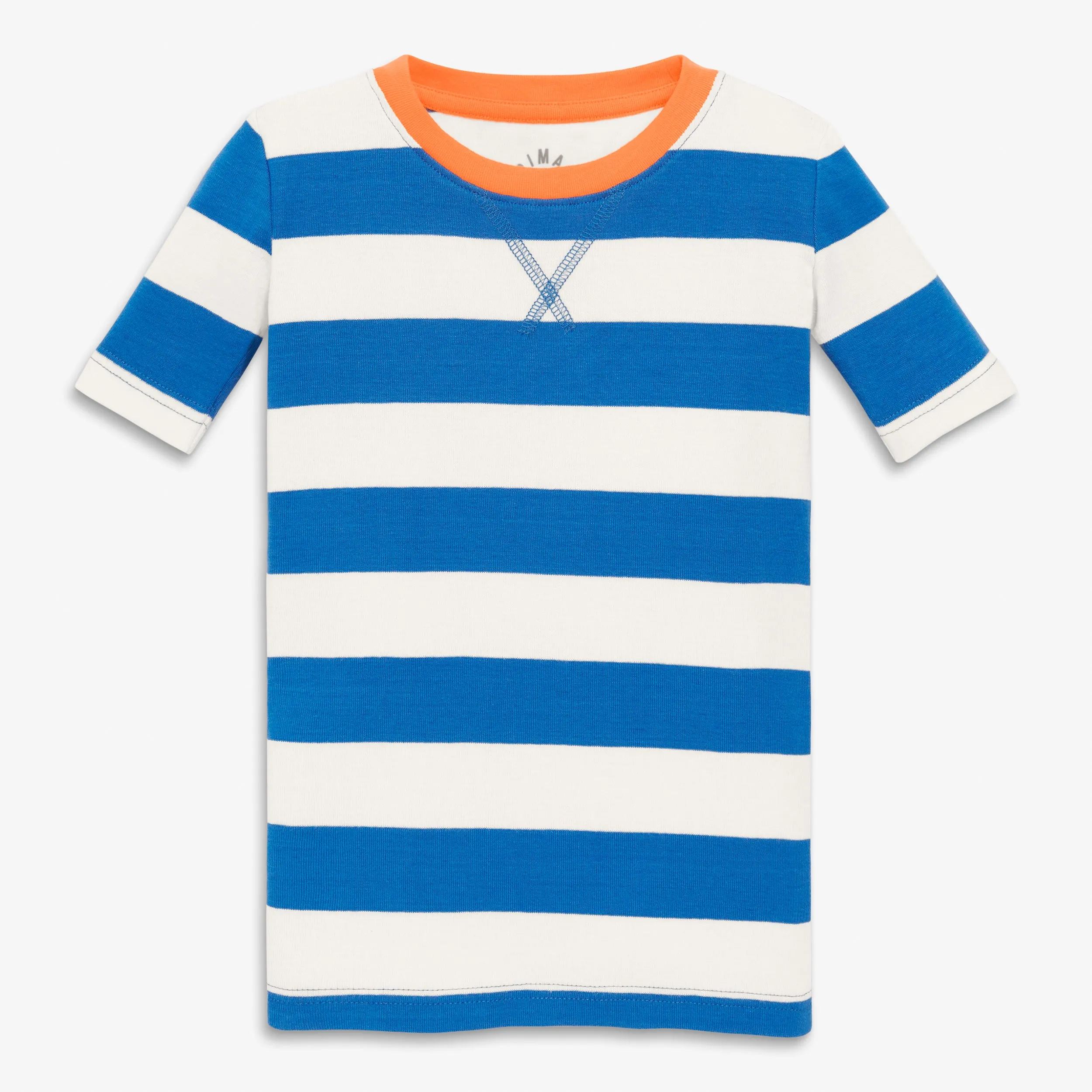 Clearance kids organic short sleeve pj top in bold stripe