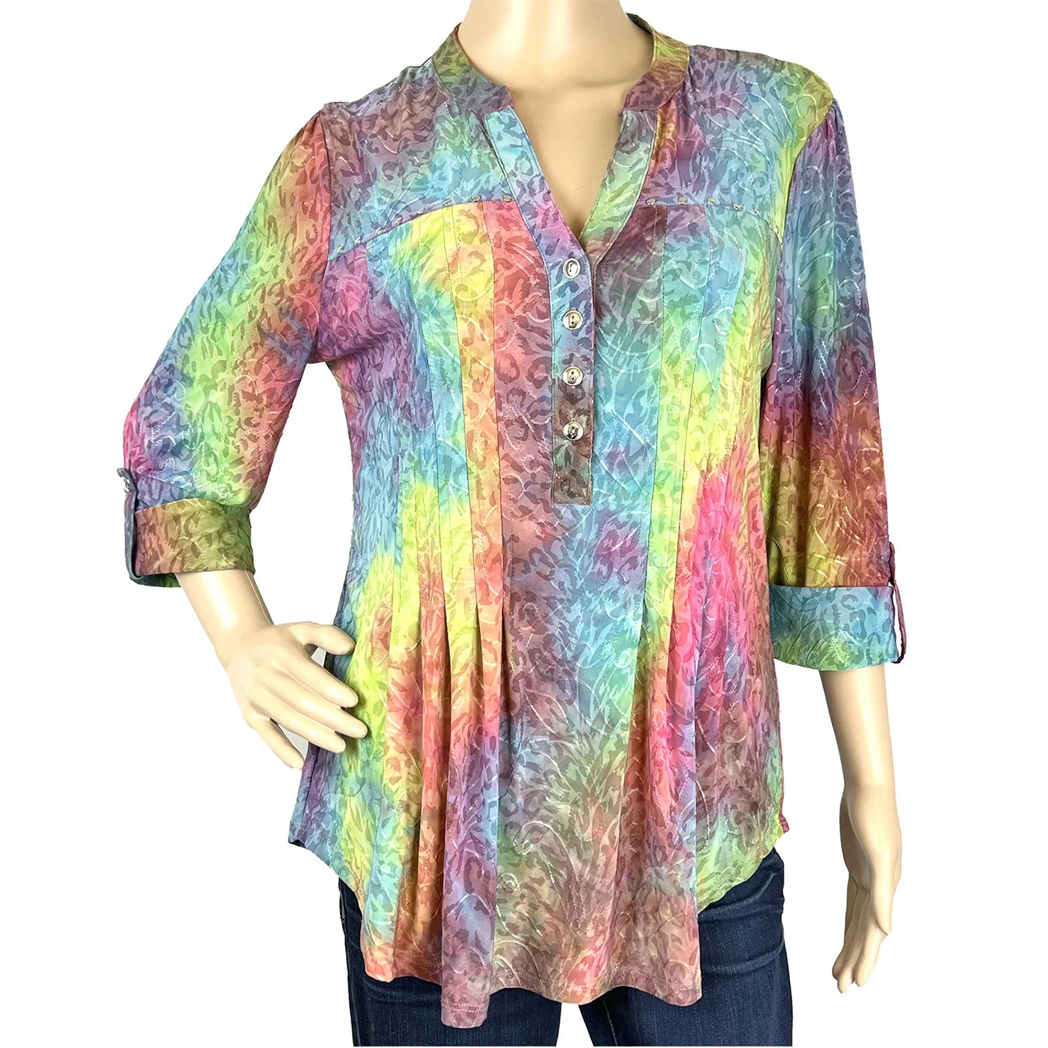 COCOMO Watercolor Abstract Tunic Top - M