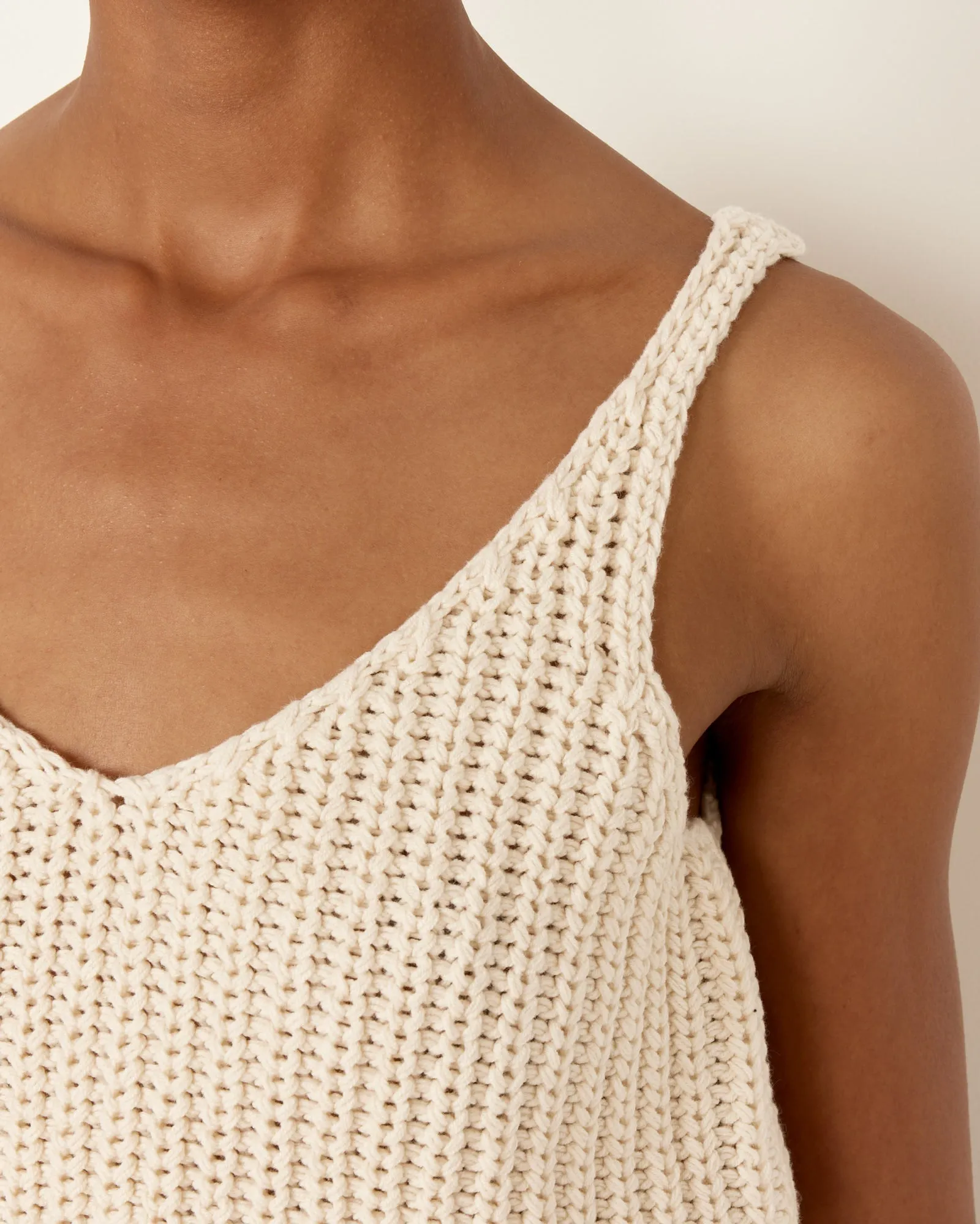 Cotton Blend Knit Tank in Cream