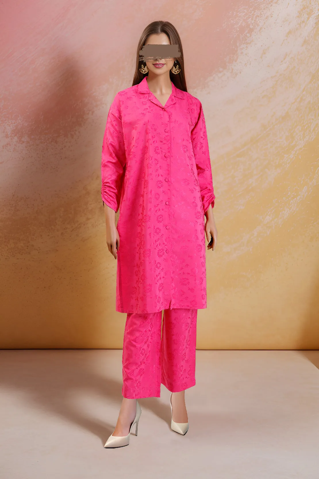 Cotton Jacquard Stitched 2 Piece (Shirt/Trouser)