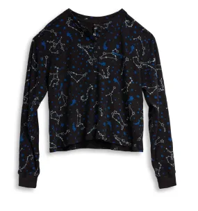 Cotton Waffle Long Sleeve Henley LC - Zodiac Stars