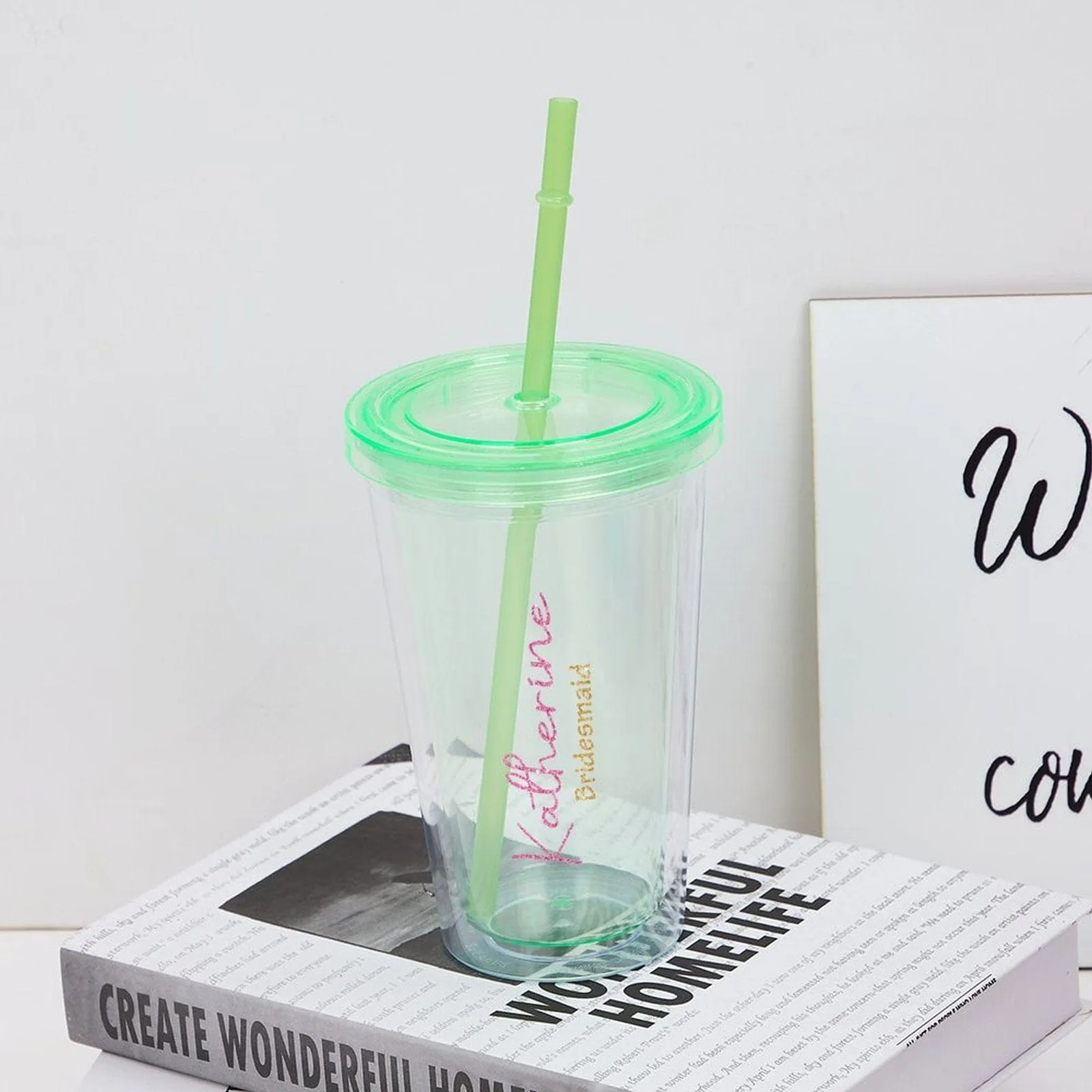 Custom Name Bridesmaid Tumbler with Straw - 16 OZ. Bridesmaid Gift