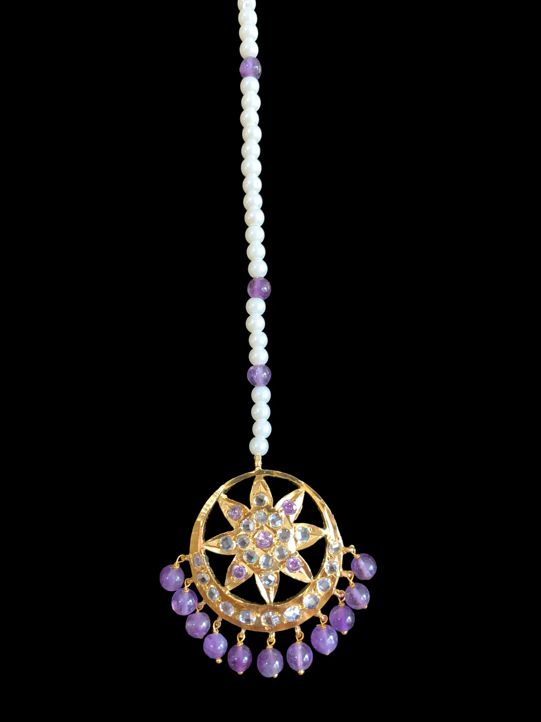 DJTK161 Akbari  tika in purple  beads      (READY TO SHIP)