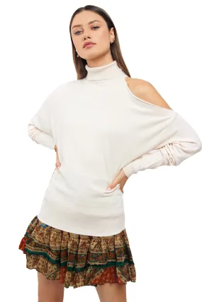 FABRIZIA Off Shoulder Turtleneck Sweater