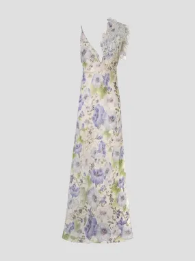 Floral Natura Feather Slip Gown