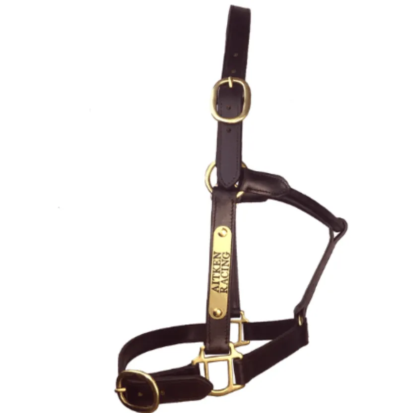 Hamag Leather Thoroughbred Halter with Engraved Nameplate