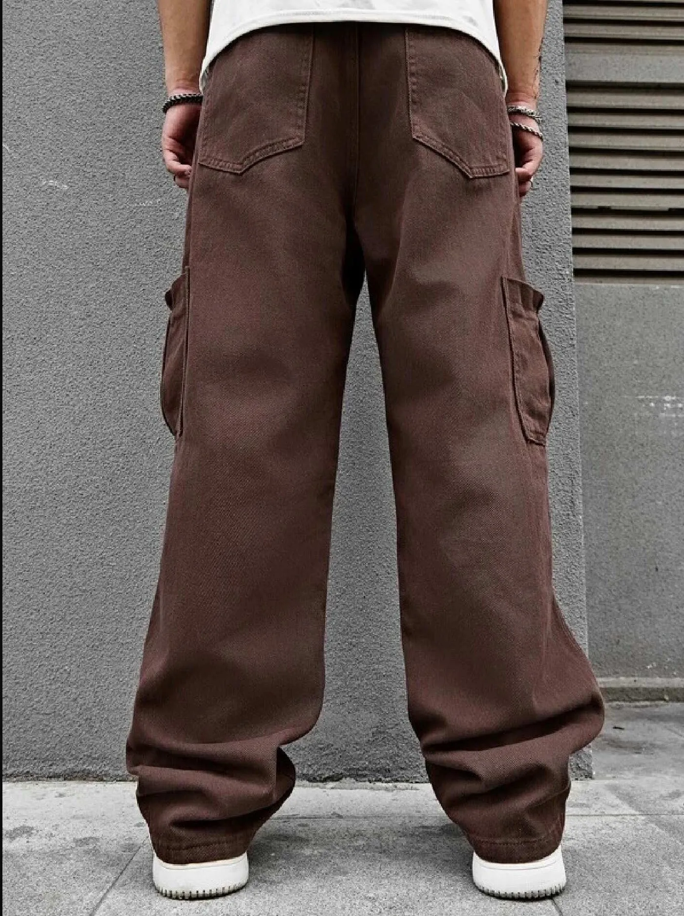 Hot Brown Men Baggy Fit Cargo