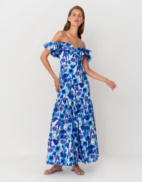 Jazella Cotton Maxi Dress - Venus Shell Blue