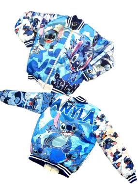 Kids Blue Stitch Bomber