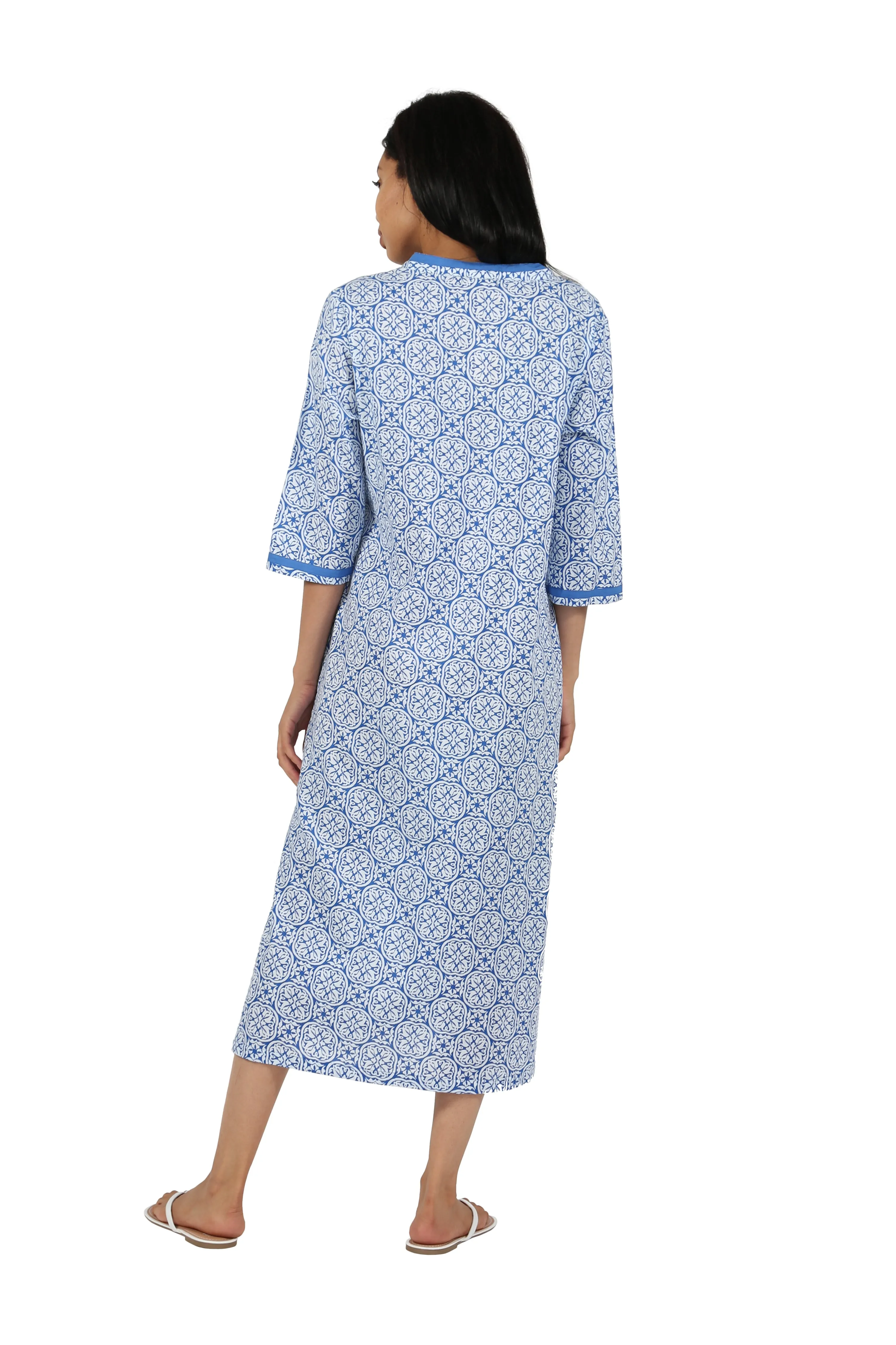 La Cera 100% Cotton Geo Printed Caftan