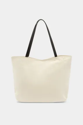 Leather Trim Canvas Tote