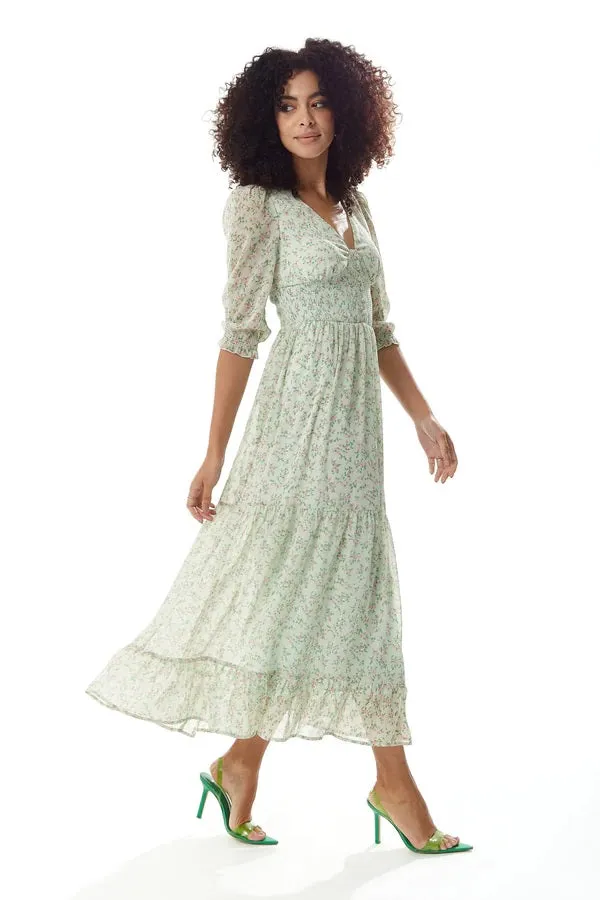 Liquorish Floral Maxi Chiffon Dress