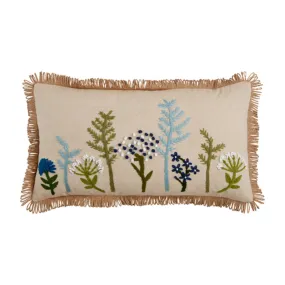 Mud Pie Floral Embroidery Pillow - Lumbar