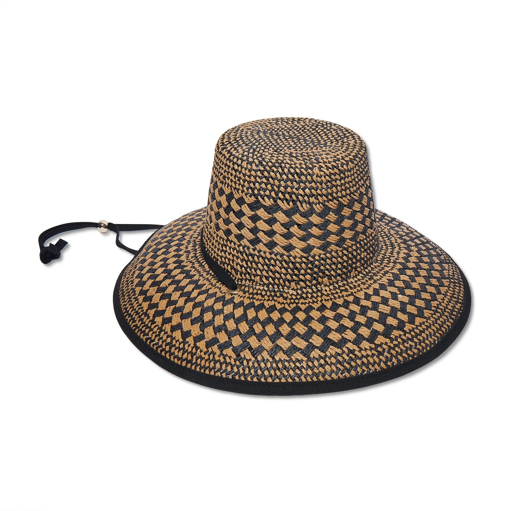 NEUTRAL NIGHT BRIELLE CHECKERED STRAW HAT