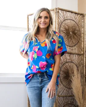 NEW! Suzanne Royal Blue Floral Top